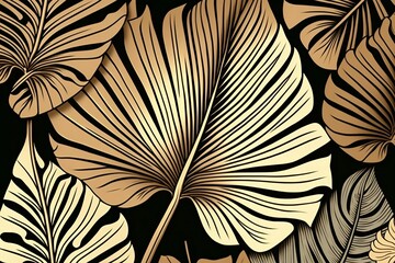 Hand-Drawn Papyrus Leaf Pattern for Textiles, Wrapping, and More. Generative AI