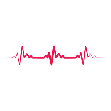 Heartbeat line with a heart. Pulse trace. EKG and CARDIO on a white background EPS Vector