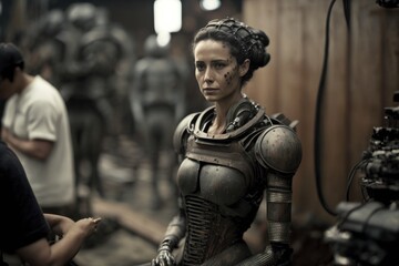 cyberpunk girl portrait. This is a Royalty-free fictitious generative AI artwork that doesn't exist in real life.