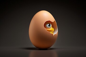 Fototapeta premium Egg-ceptional Vision: A Whimsical Take on an Egg with Eyes, 3D Illustration. Generative AI