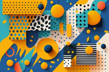 Abstract background with geometric shapes. Retro elements, geometric pattern for banner, poster. Generative ai.