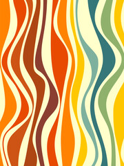 70s wavy, groovy lines background. Retro style colorful stripes