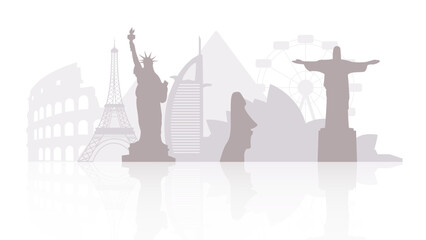 vector composition with silhouettes of landmarks with reflection