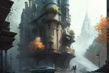 sci-fi futuristic building. generative ai surreal fantasy concept