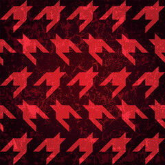 Vector seamless pattern with red houndstooth in grunge style