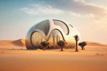 Fototapeta na wymiar sci-fi futuristic building. generative ai surreal fantasy concept 