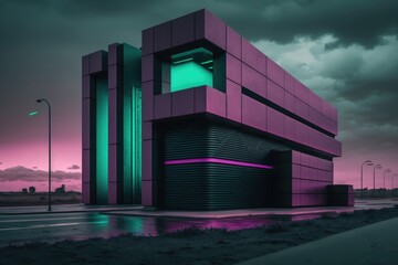 Fototapeta na wymiar sci-fi futuristic building. generative ai surreal fantasy concept