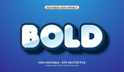 Editable white bold text effect. 3d glossy text effect