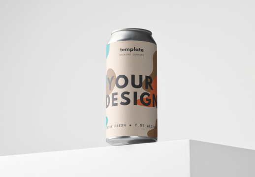 Mockup of customizable beverage and label available against customizable color background