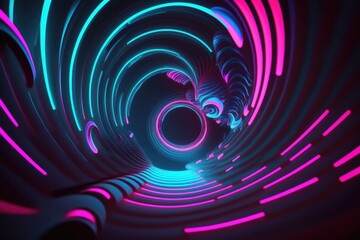abstract spiral colorful neon background illuminated with glowing colored light generative ai light lines artwork