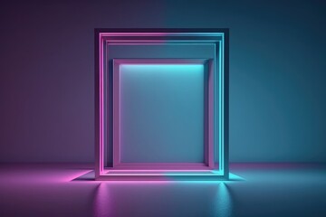 ultraviolet light square neon  80's retro style frame,  abstract generative ai  background