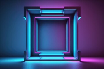 ultraviolet light square neon  80's retro style frame,  abstract generative ai  background