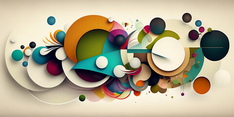 Obraz premium Abstract Art: White Background with Colorful Shapes and Textures