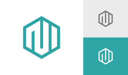 Fototapeta premium Letter NI initial hexagon monogram logo design vector