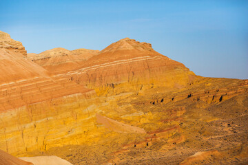 Naklejka premium Multicolored Aktau mountains. Altyn Emel National Park. Kazakhstan