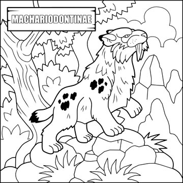 prehistoric saber toothed tiger coloring book
