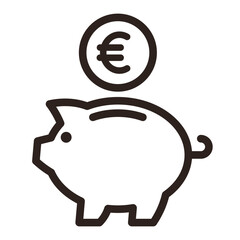Piggy bank with euro coin. Savings symbol