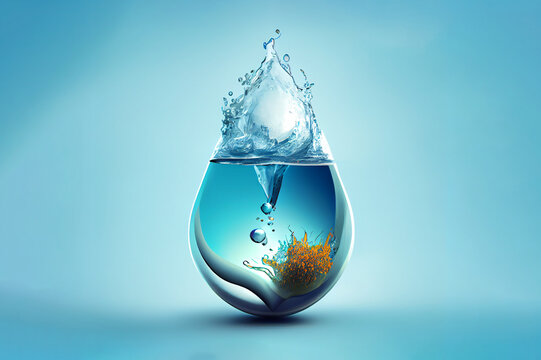 World water day Concept design for planet earth made of water illustration created with generative ai