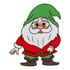 Funny Cartoon Dwarf with a Gray Beard. Vector Illustration Fairytale Cute Gnome