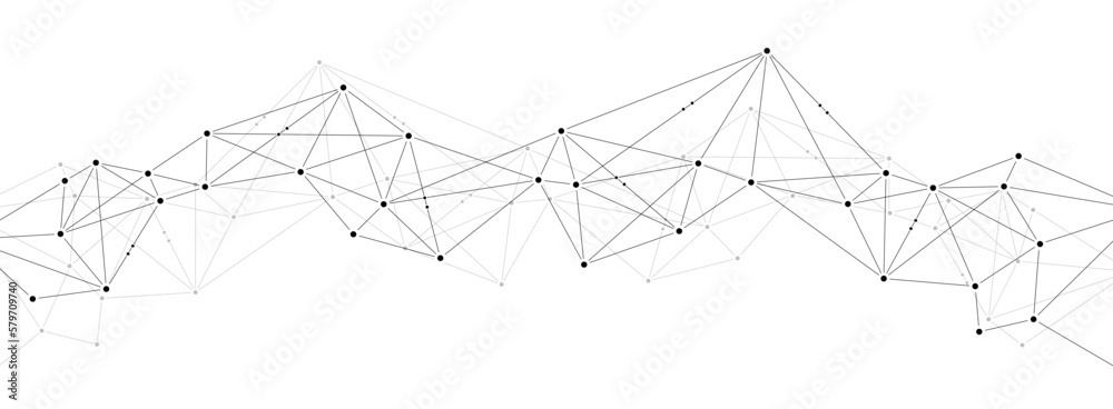 Poster Digital data network polygonal technology connect lines and dots background template.