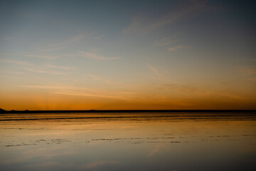 sunset over the salt flat