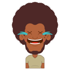 afro man laughing face cartoon cute