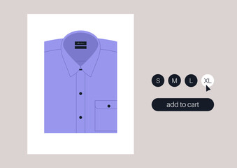 An online store, ordering a classic lavender shirt with a front pocket, office uniform