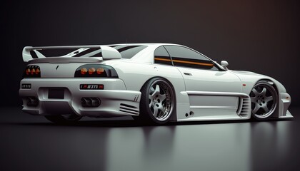 Plakat JDM Japanese classic 1990s cars wallpaper. Created with generative Ai technology