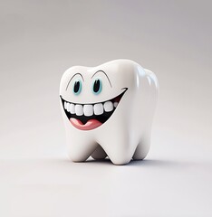 3D realistic happy tooth illustration. Cartoon dental character. 