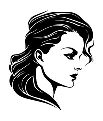 beautiful woman illustration in the isolated background, beautiful woman hair illustration, beautiful woman logo illustration, beauty spa logo, beauty spa sticker