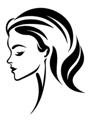 beautiful woman illustration in the isolated background, beautiful woman hair illustration, beautiful woman logo illustration, beauty spa logo, beauty spa sticker