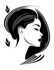 beautiful woman illustration in the isolated background, beautiful woman hair illustration, beautiful woman logo illustration, beauty spa logo, beauty spa sticker