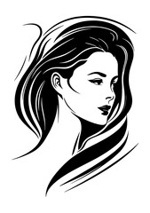 beautiful woman illustration in the isolated background, beautiful woman hair illustration, beautiful woman logo illustration, beauty spa logo, beauty spa sticker