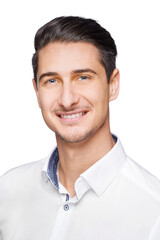 Classic cv portrait of young man ready for job - business concept isolated on free PNG Background.