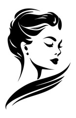 beautiful woman illustration in the isolated background, beautiful woman hair illustration, beautiful woman logo illustration, beauty spa logo, beauty spa sticker