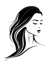 beautiful woman illustration in the isolated background, beautiful woman hair illustration, beautiful woman logo illustration, beauty spa logo, beauty spa sticker