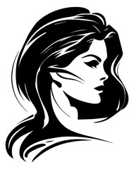 beautiful woman illustration in the isolated background, beautiful woman hair illustration, beautiful woman logo illustration, beauty spa logo, beauty spa sticker