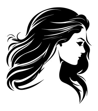 beautiful woman illustration in the isolated background, beautiful woman hair illustration, beautiful woman logo illustration, beauty spa logo, beauty spa sticker