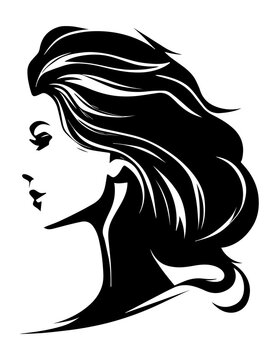 beautiful woman illustration in the isolated background, beautiful woman hair illustration, beautiful woman logo illustration