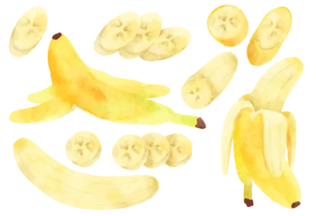 Foto op Plexiglas バナナのイラスト　手描き　水彩風 © なよ子