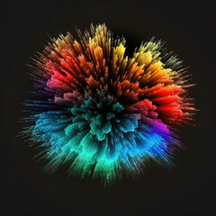 Color fireworks isolate black background. Generative ai