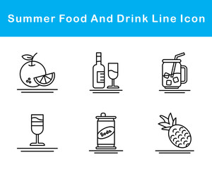 Summer Food And Drink Vector Icon Set