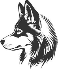 Fototapeta premium Cute and Sleek husky silhouette vector illustration logo design.