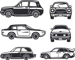 Obraz premium Set of isolated car silhouette illustration on white background.