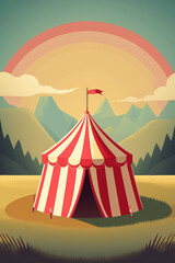 Circus tent front view, retro circus tent, Generative AI
