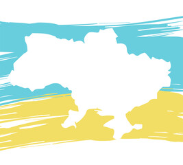 flag of ukraine in the shape of a map