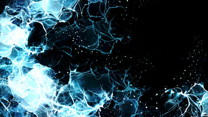 黒背景に水色の抽象的なイラスト素材