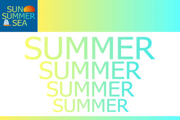 Banner, background with text, with color gradients, referring to the concept of summer, box and details, eye-catching.