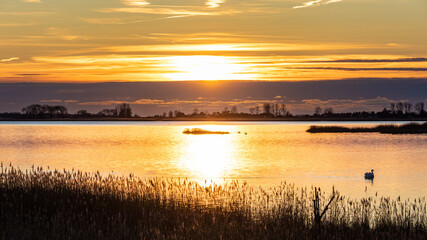 Zum Sonnenuntergang am Bodden von Zingst.