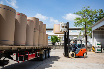 Vertical paper move for axis forklift truck waiting to be used  recycle on the truck